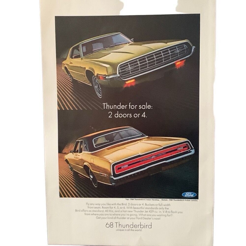 Vintage 1968 Ford Thunderbird 2 Doors Or 4 Ad Advertisement